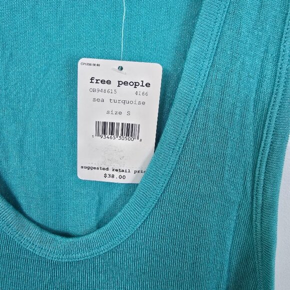 Free People Sea Turquoise Knit Tank Top S - Picture 2 of 8
